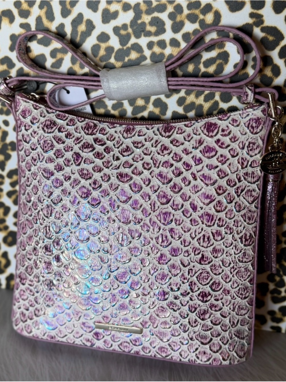 HARDTOFIND Brahmin Katie Floralite Crossbody Purple Iridescent Glow Tassel NWT - Picture 13 of 14